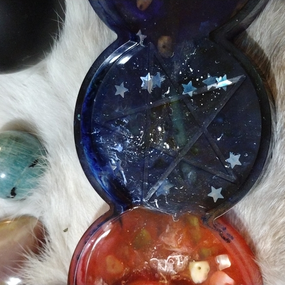 Triple goddess altar tray cup holder wiccan pagan altar homemade with positive - Picture 3 of 6